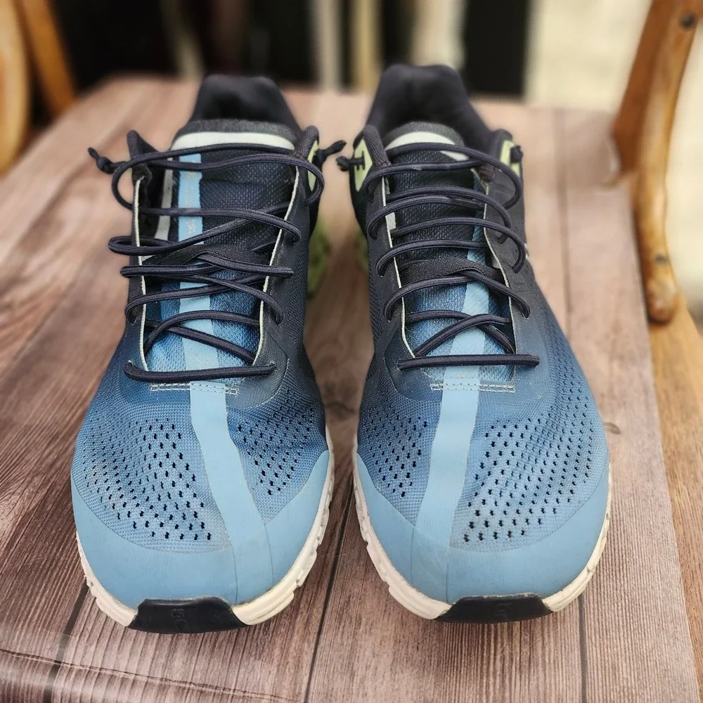 On Running Cloudflow  Mens 10 Navy Blue Lime Green Road Shoes Activewear‎ Sporty